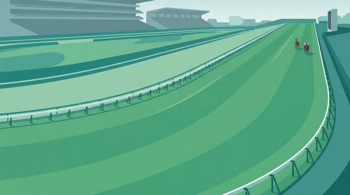 阪神競馬場・芝1600m外回りの長い直線とゴール前の急坂のイメージ