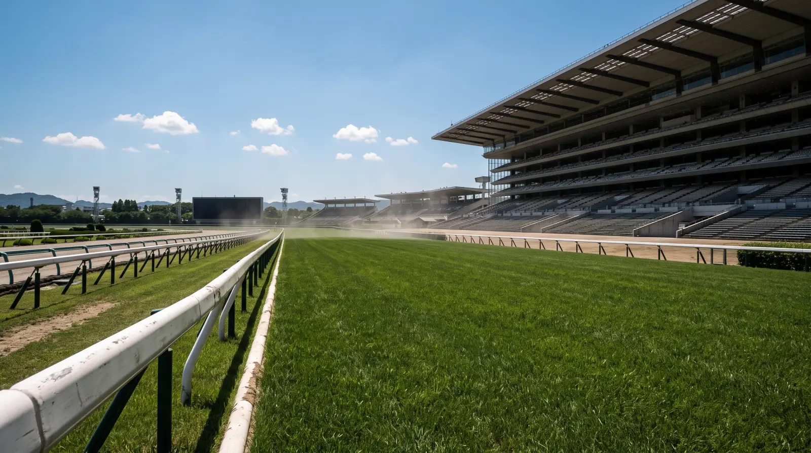 真夏の無人の競馬場の直線コース(G1のない夏の空白期間)のイメージ